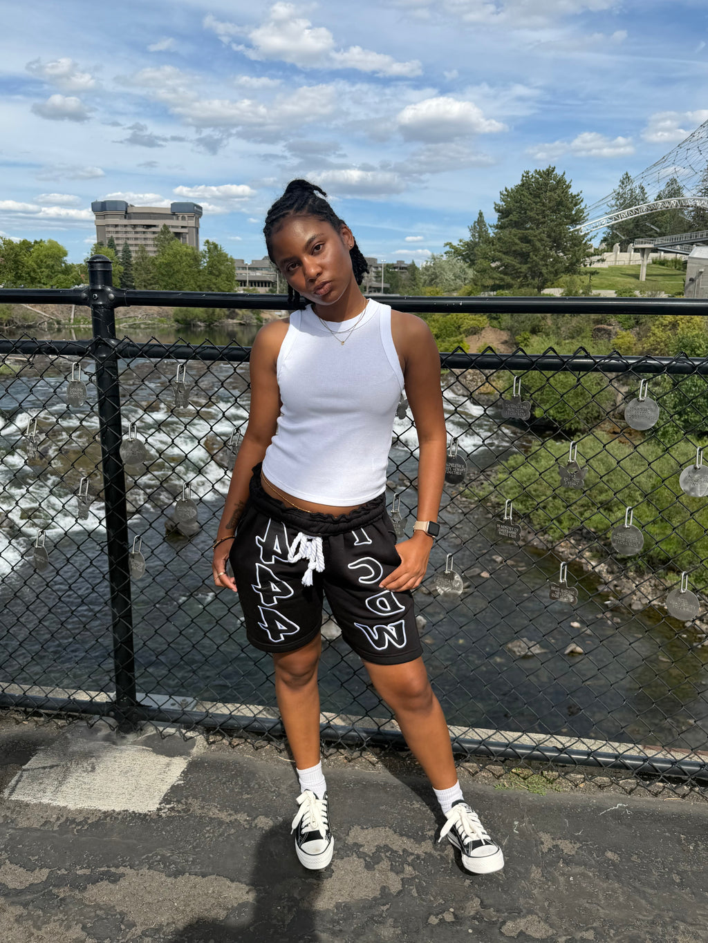 Black "Face Yourself" Shorts