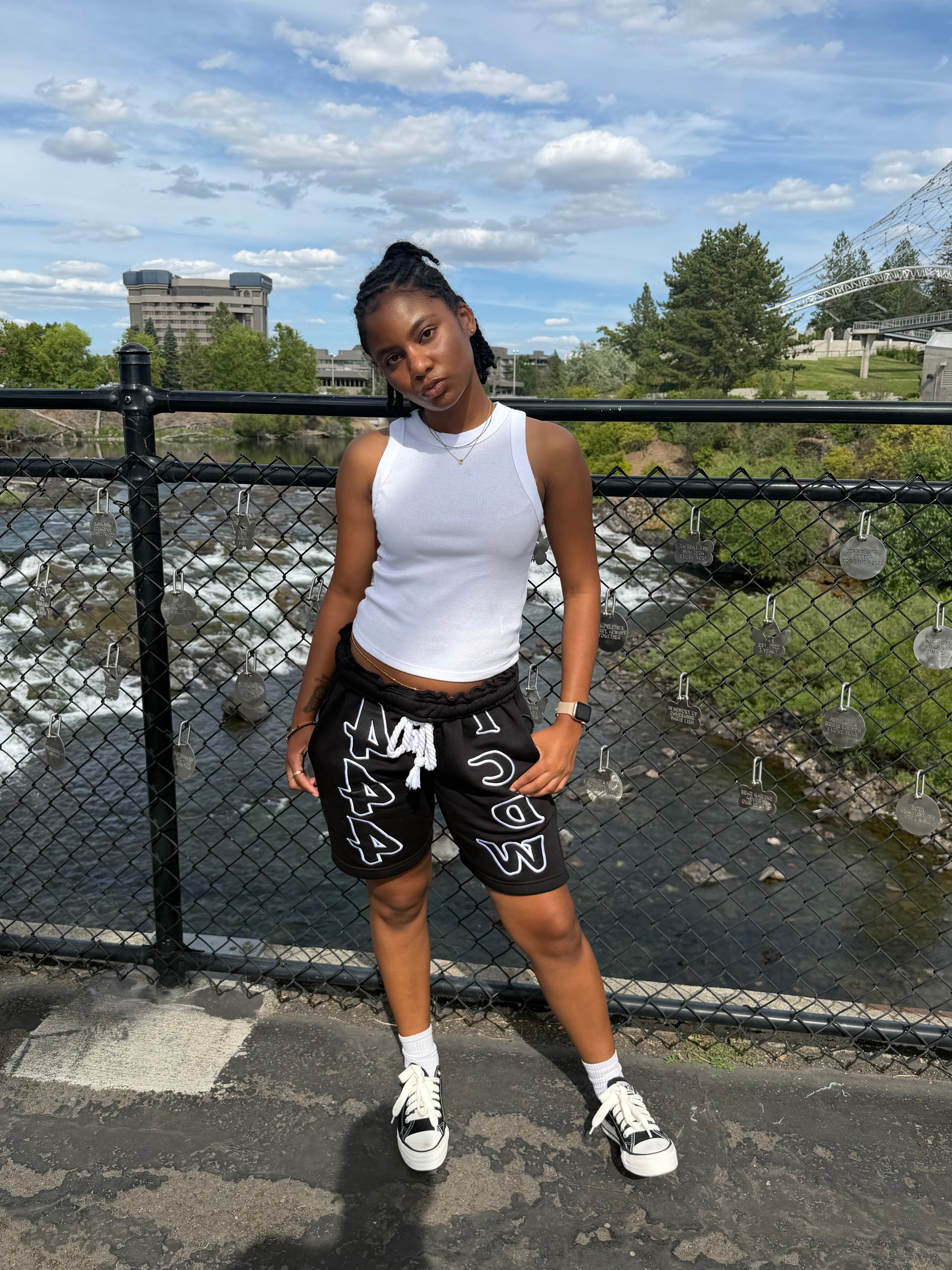 Black "Face Yourself" Shorts